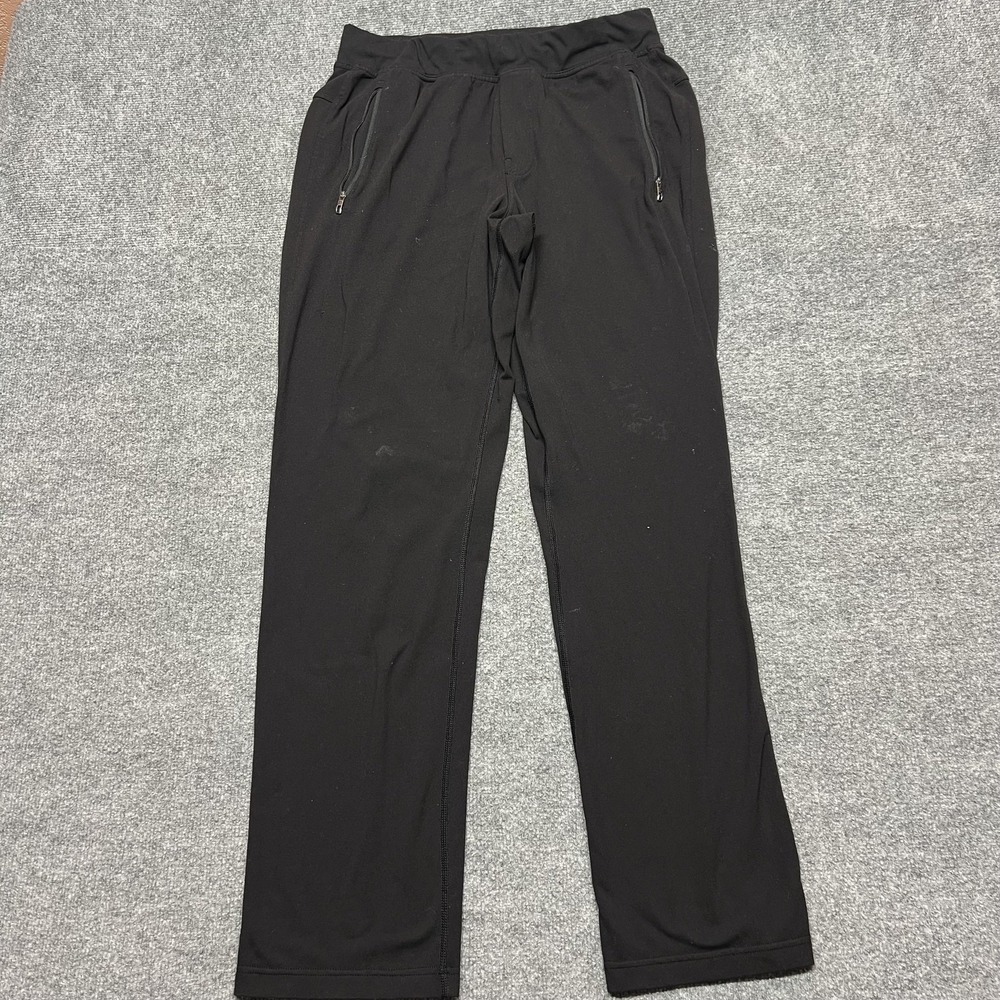 Lululemon Track Pants Mens Medium Black Knit Elastic Waist Zip Pockets Running